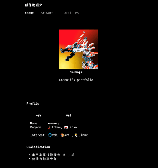 当サイトのトップページをchawanで表示したもの。画像表示はもちろんのこと、ヘッダーの横並びや画像の中央寄せなどのCSSが働いていることが分かる